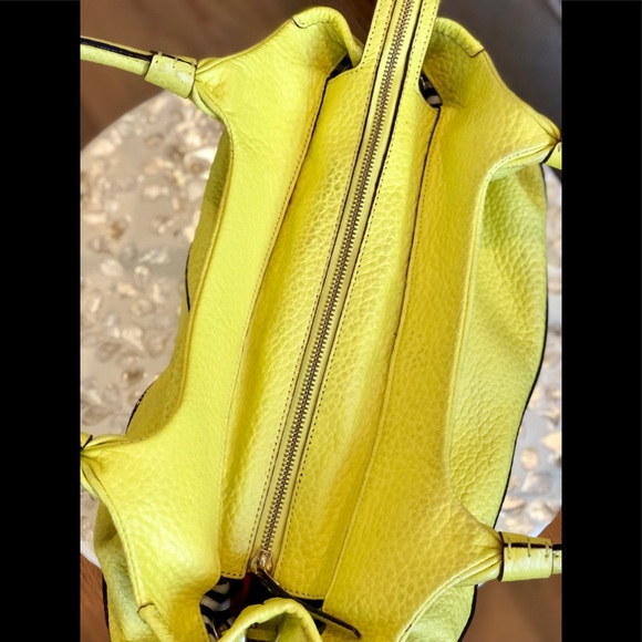 Kate Spade Bright Yellow Tote w/ Side Tassels and Striped Interior - Picture 5 of 10
